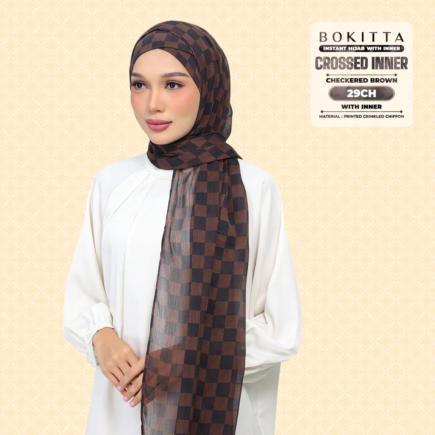 Bokitta Inspired Checkered Brown Collecion (29BB) - Free Box