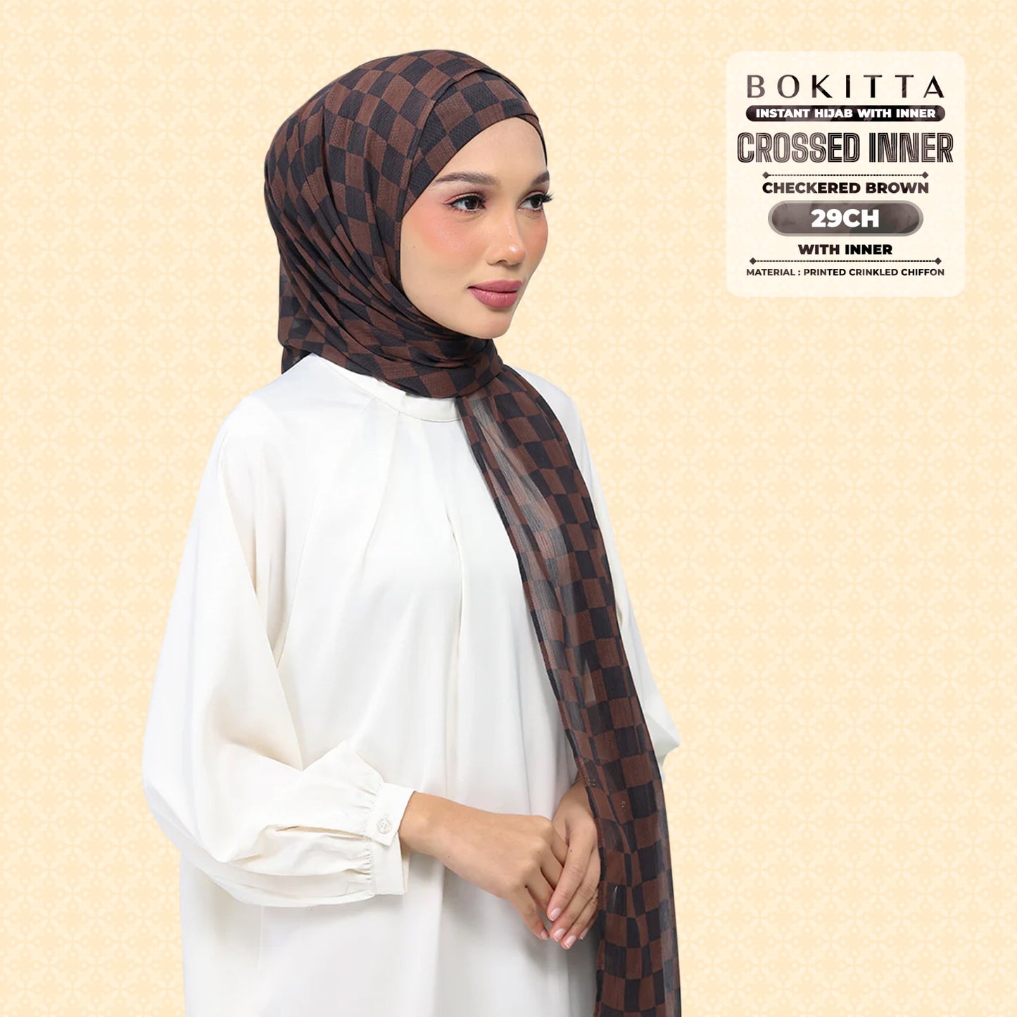 Bokitta Inspired Checkered Brown Collecion (29BB) - Free Box
