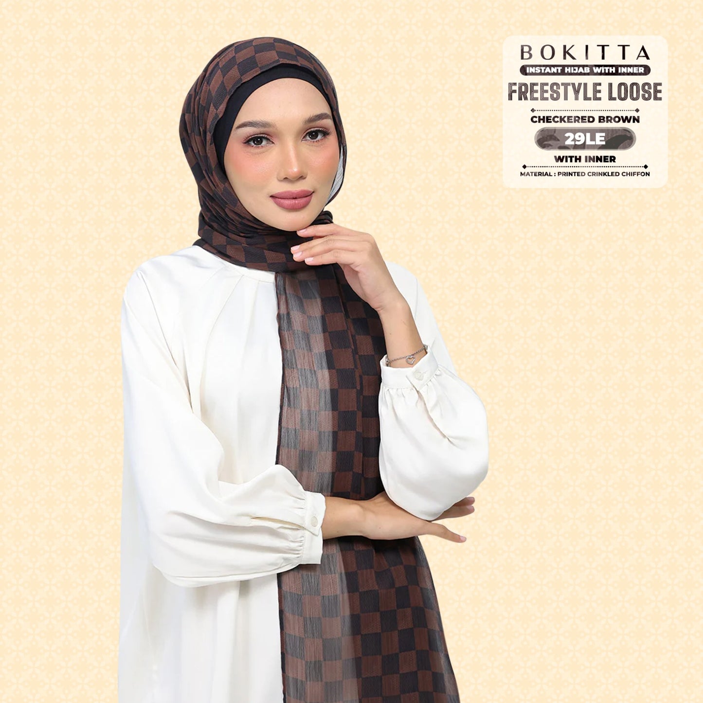 Bokitta Inspired Checkered Brown Collecion (29BB) - Free Box