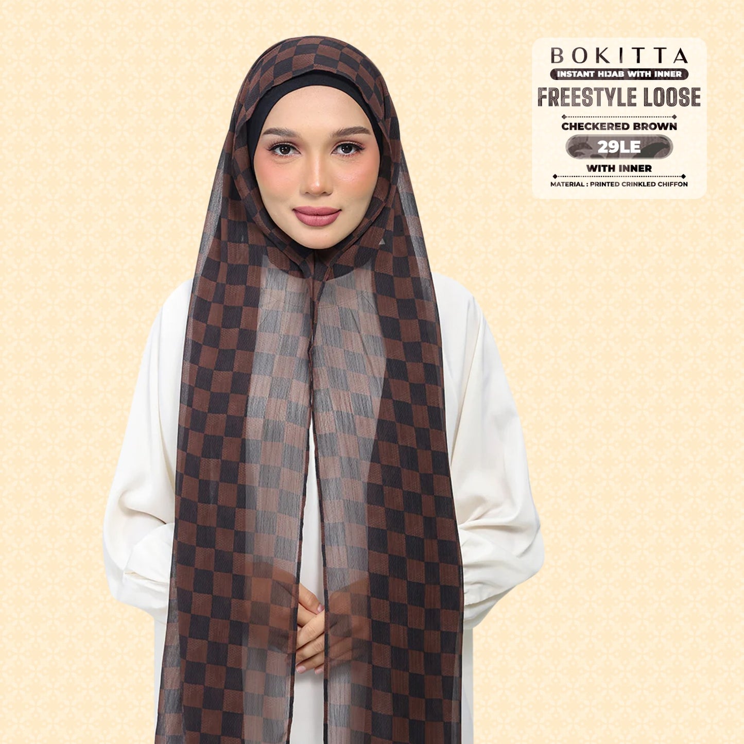 Bokitta Inspired Checkered Brown Collecion (29BB) - Free Box