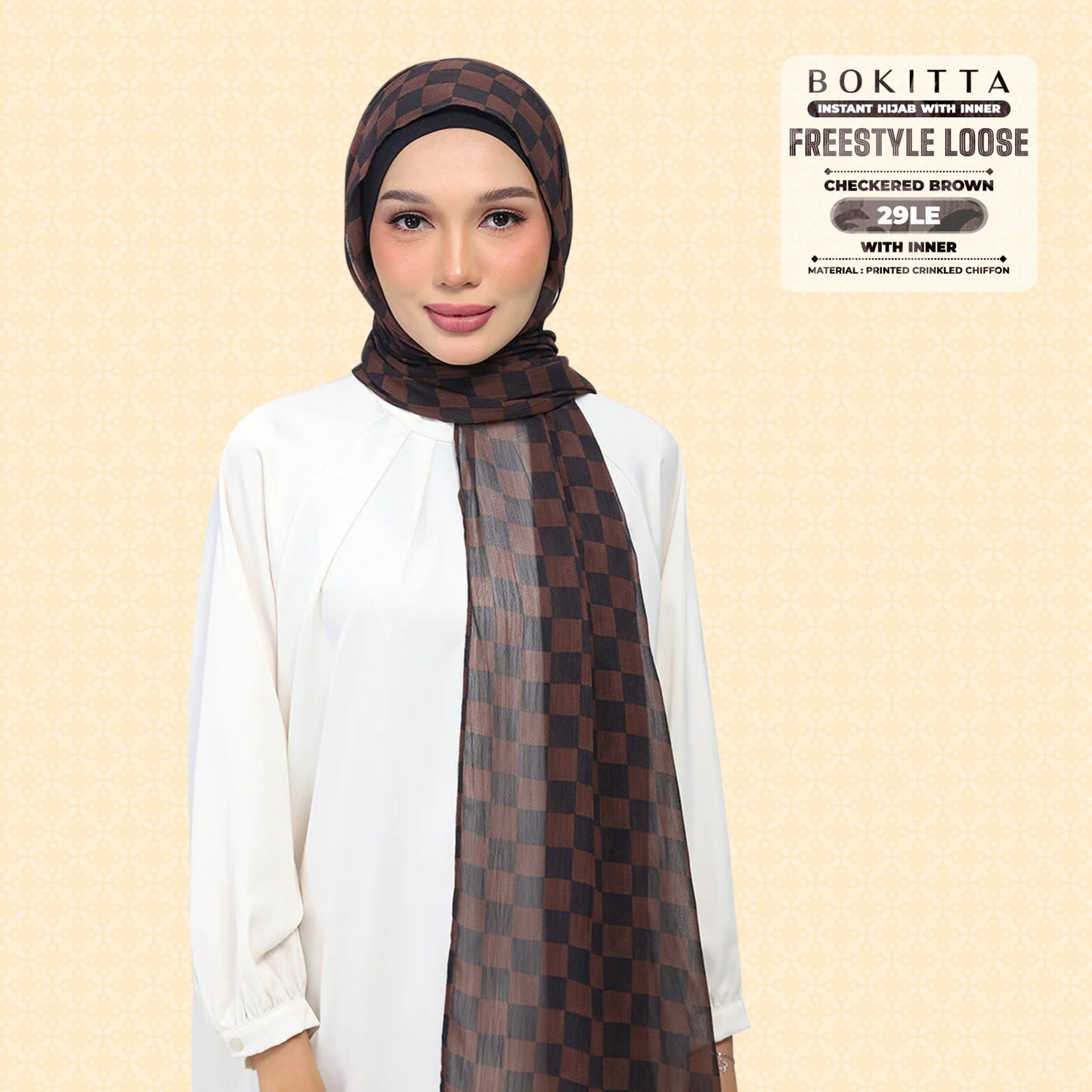 Bokitta Inspired Checkered Brown Collecion (29BB) - Free Box