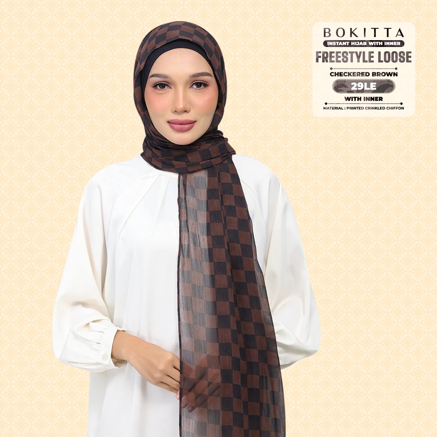 Bokitta Inspired Checkered Brown Collecion (29BB) - Free Box