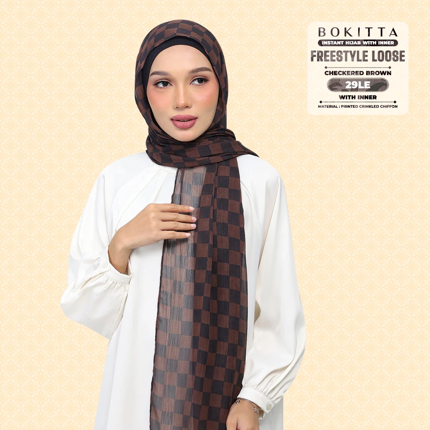 Bokitta Inspired Checkered Brown Collecion (29BB) - Free Box