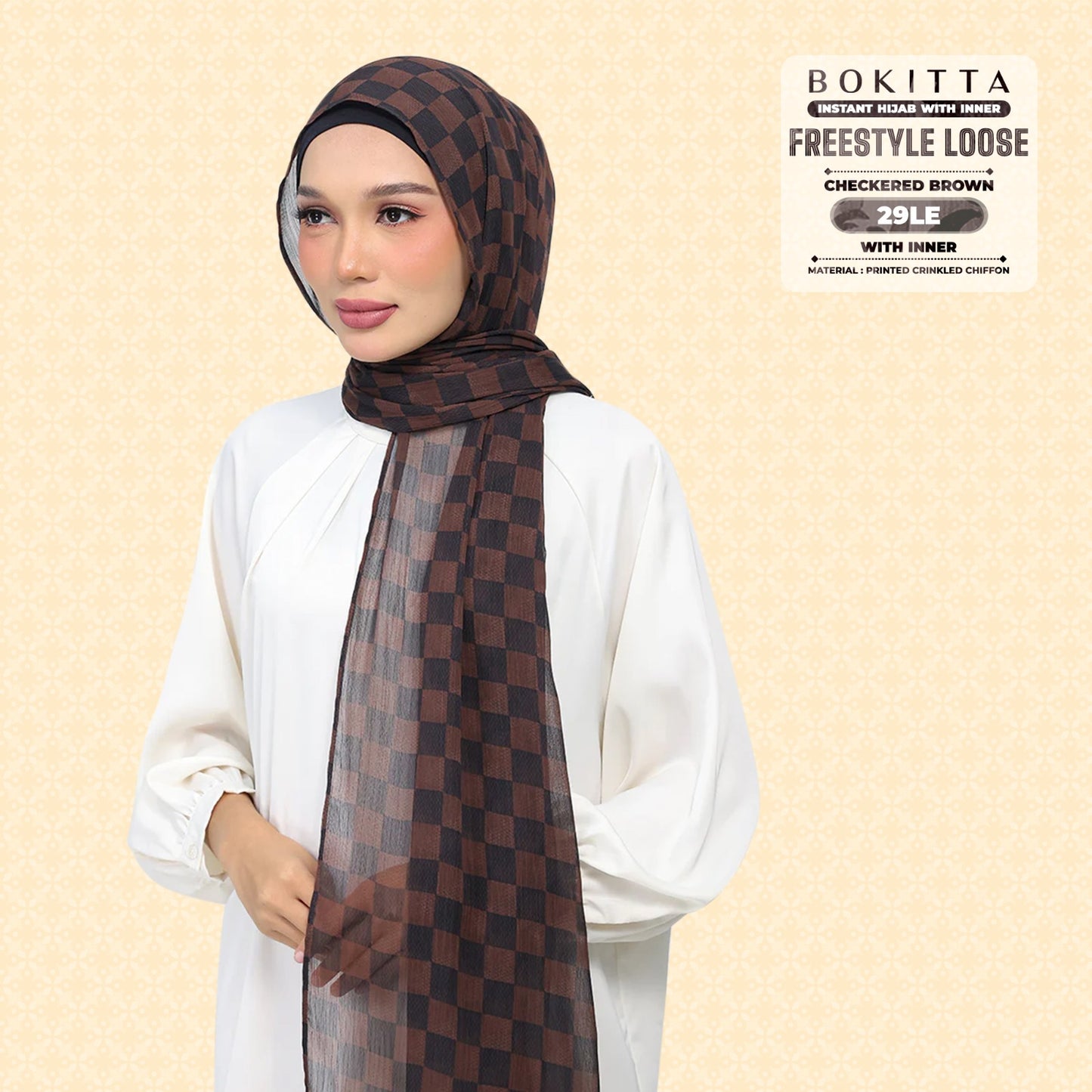 Bokitta Inspired Checkered Brown Collecion (29BB) - Free Box