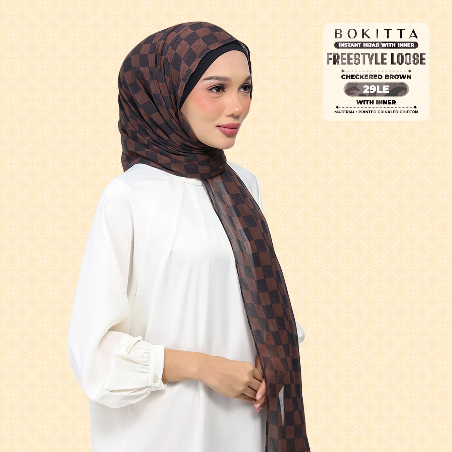 Bokitta Inspired Checkered Brown Collecion (29BB) - Free Box