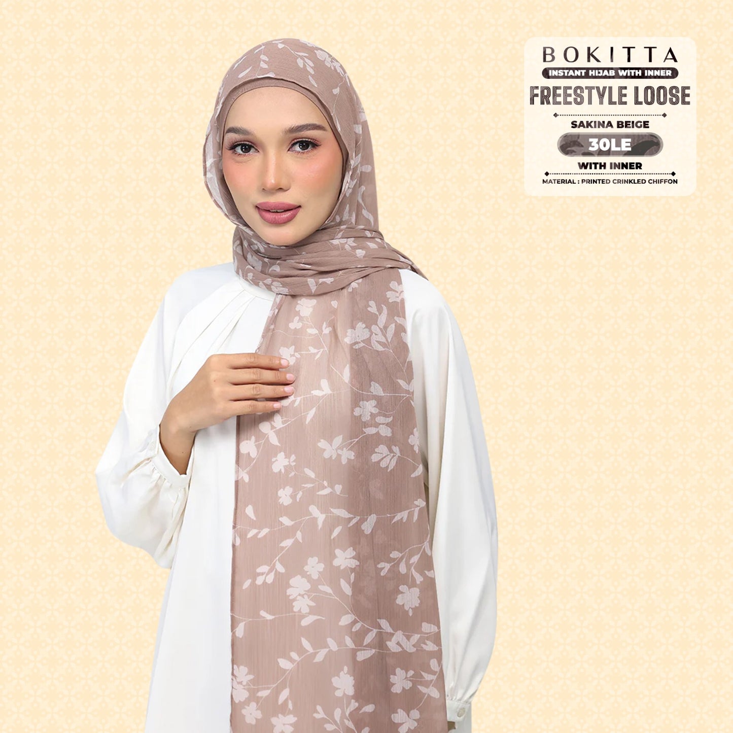 Bokitta Inspired Sakina Beige Collecion (30BB) - Free Box