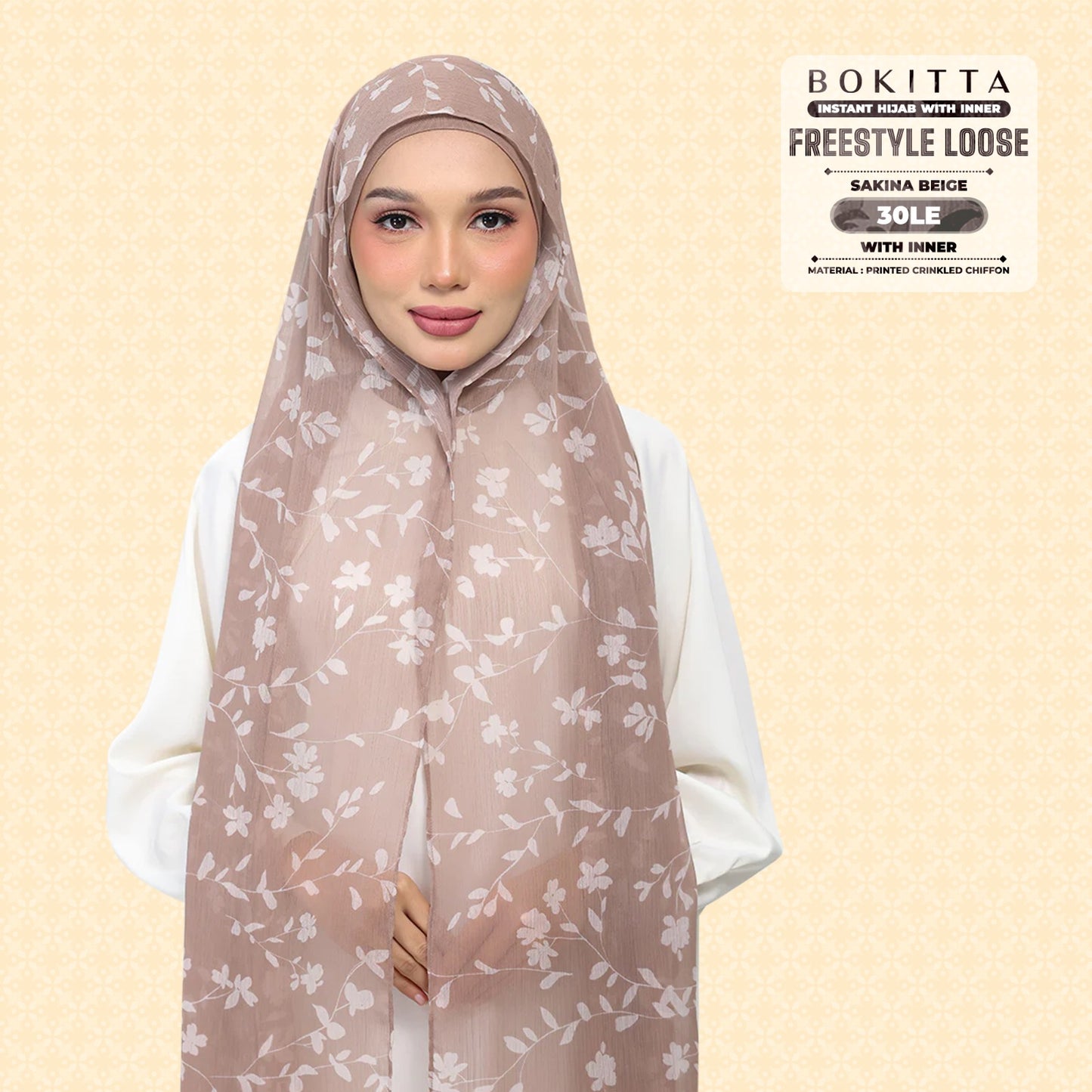Bokitta Inspired Sakina Beige Collecion (30BB) - Free Box