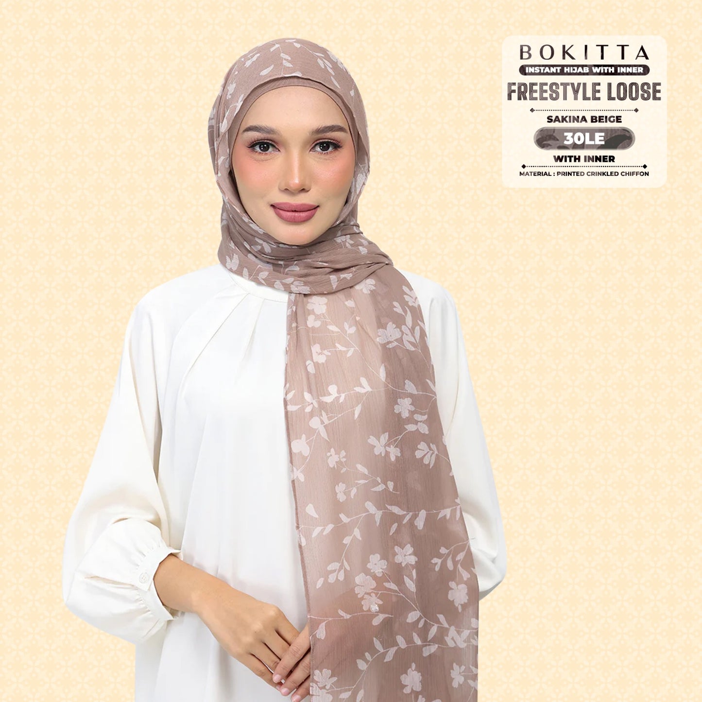 Bokitta Inspired Sakina Beige Collecion (30BB) - Free Box
