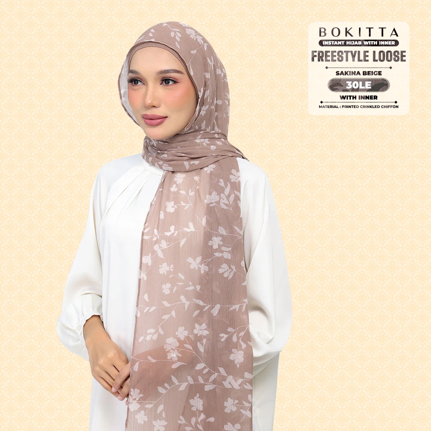 Bokitta Inspired Sakina Beige Collecion (30BB) - Free Box