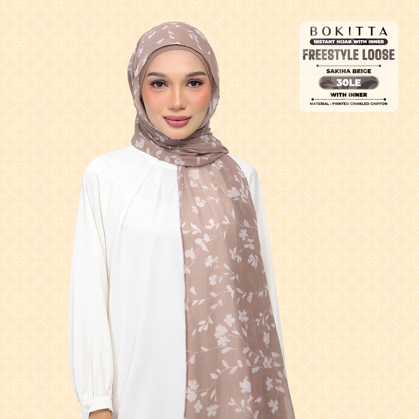 Bokitta Inspired Sakina Beige Collecion (30BB) - Free Box