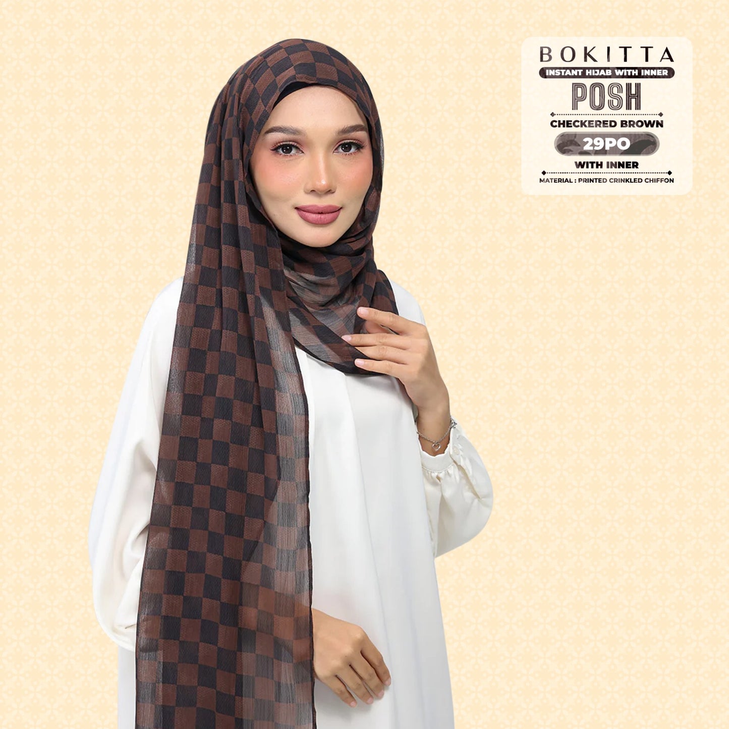 Bokitta Inspired Checkered Brown Collecion (29BB) - Free Box