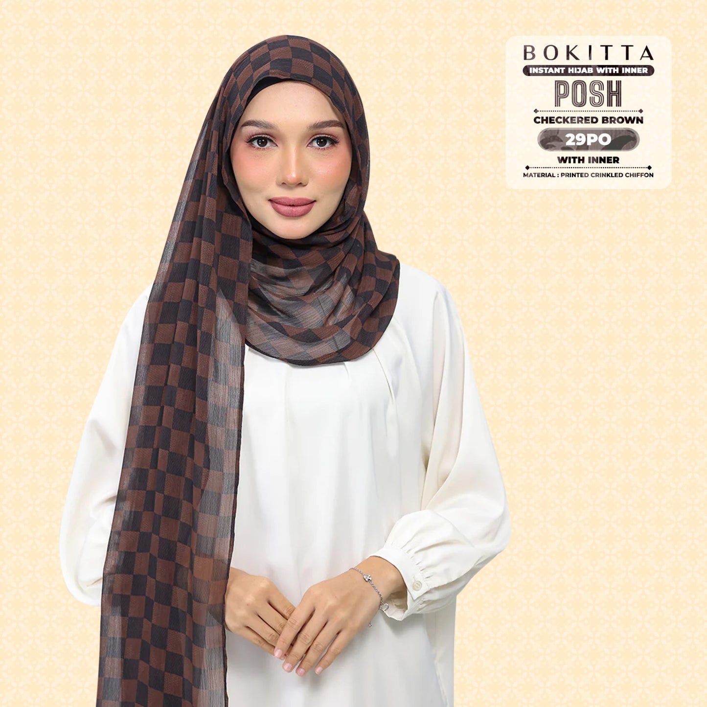 Bokitta Inspired Checkered Brown Collecion (29BB) - Free Box