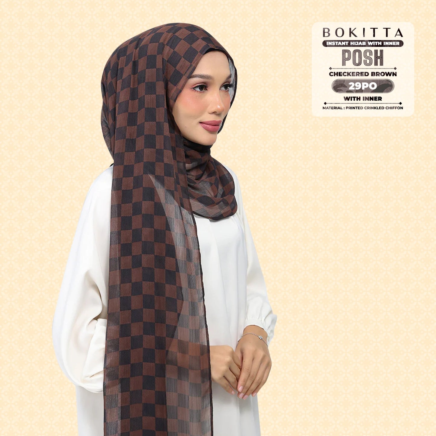 Bokitta Inspired Checkered Brown Collecion (29BB) - Free Box