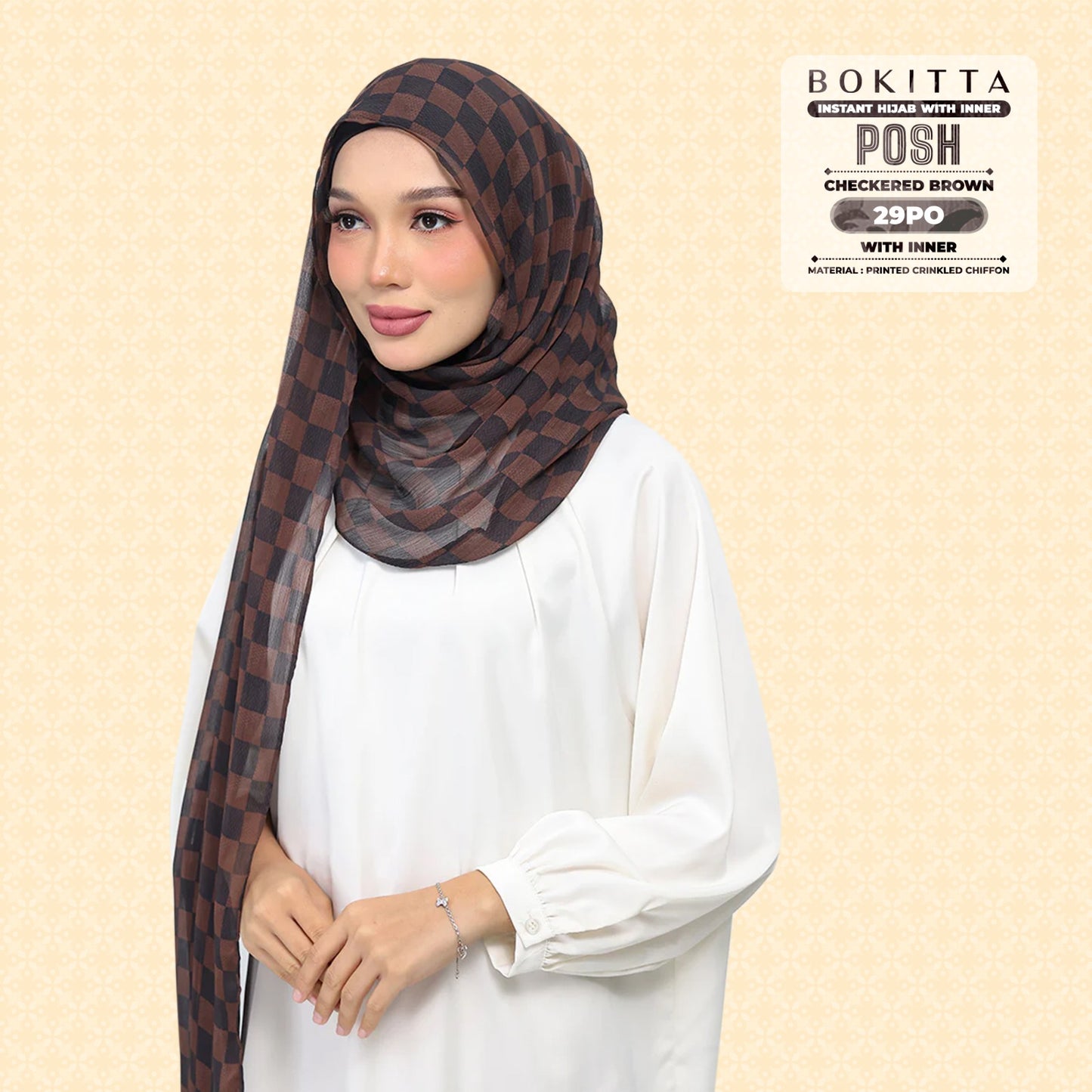 Bokitta Inspired Checkered Brown Collecion (29BB) - Free Box