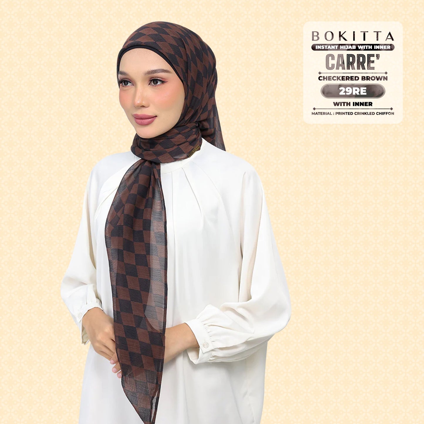 Bokitta Inspired Checkered Brown Collecion (29BB) - Free Box
