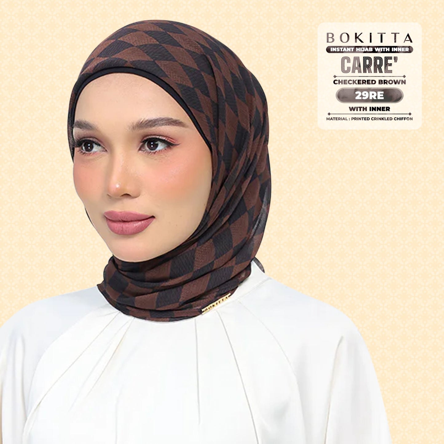 Bokitta Inspired Checkered Brown Collecion (29BB) - Free Box