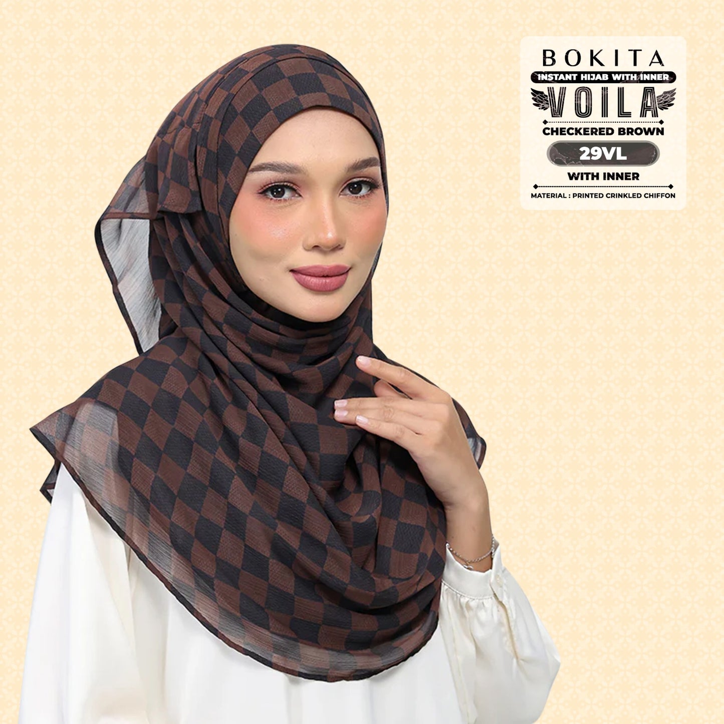 Bokitta Inspired Checkered Brown Collecion (29BB) - Free Box