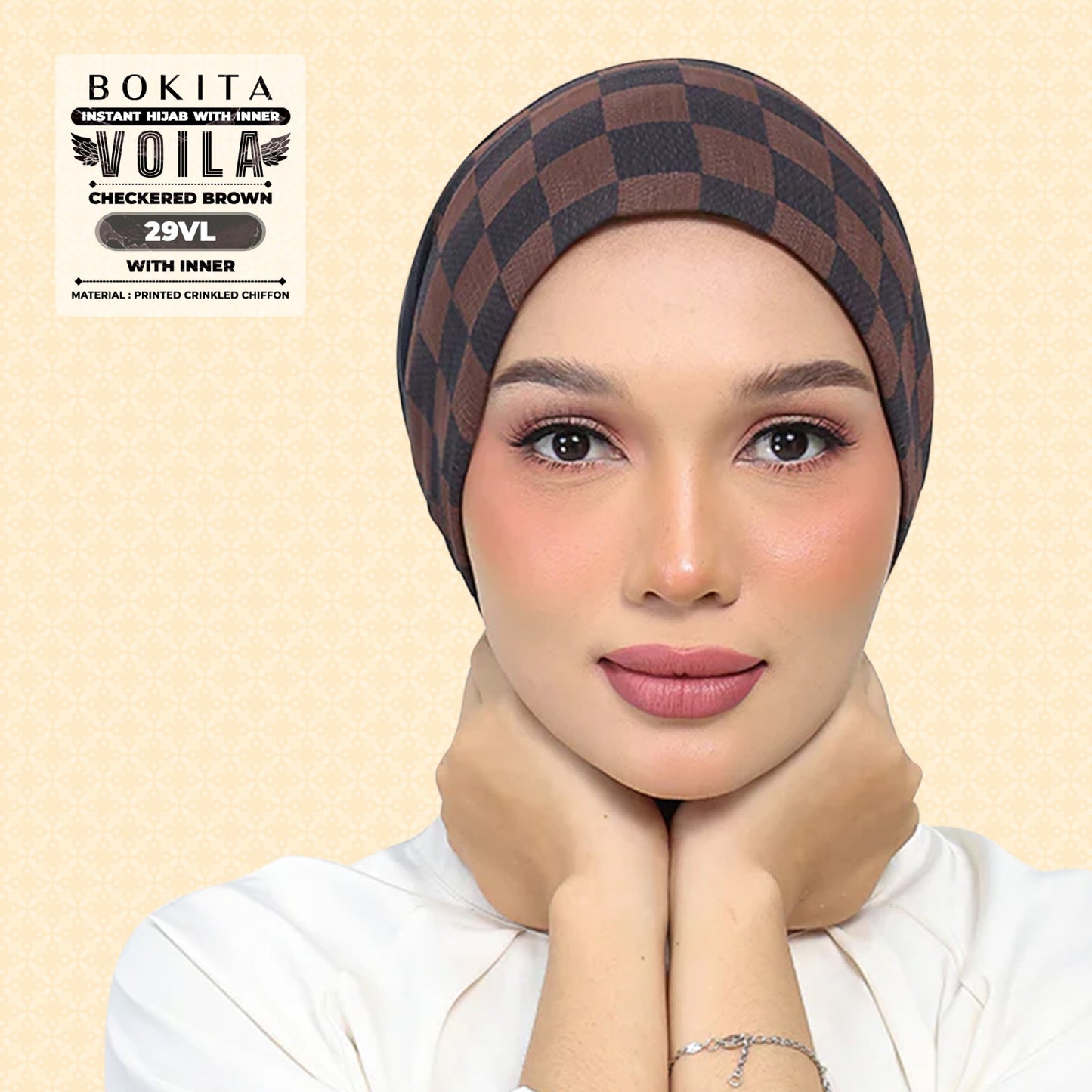 Bokitta Inspired Checkered Brown Collecion (29BB) - Free Box
