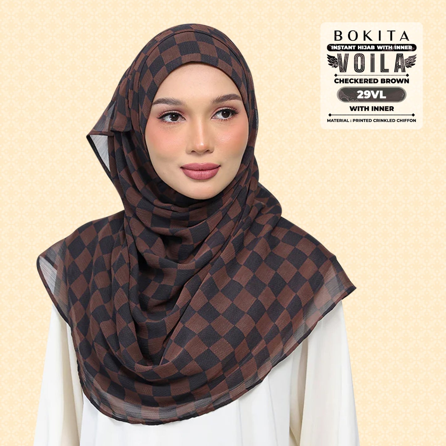 Bokitta Inspired Checkered Brown Collecion (29BB) - Free Box