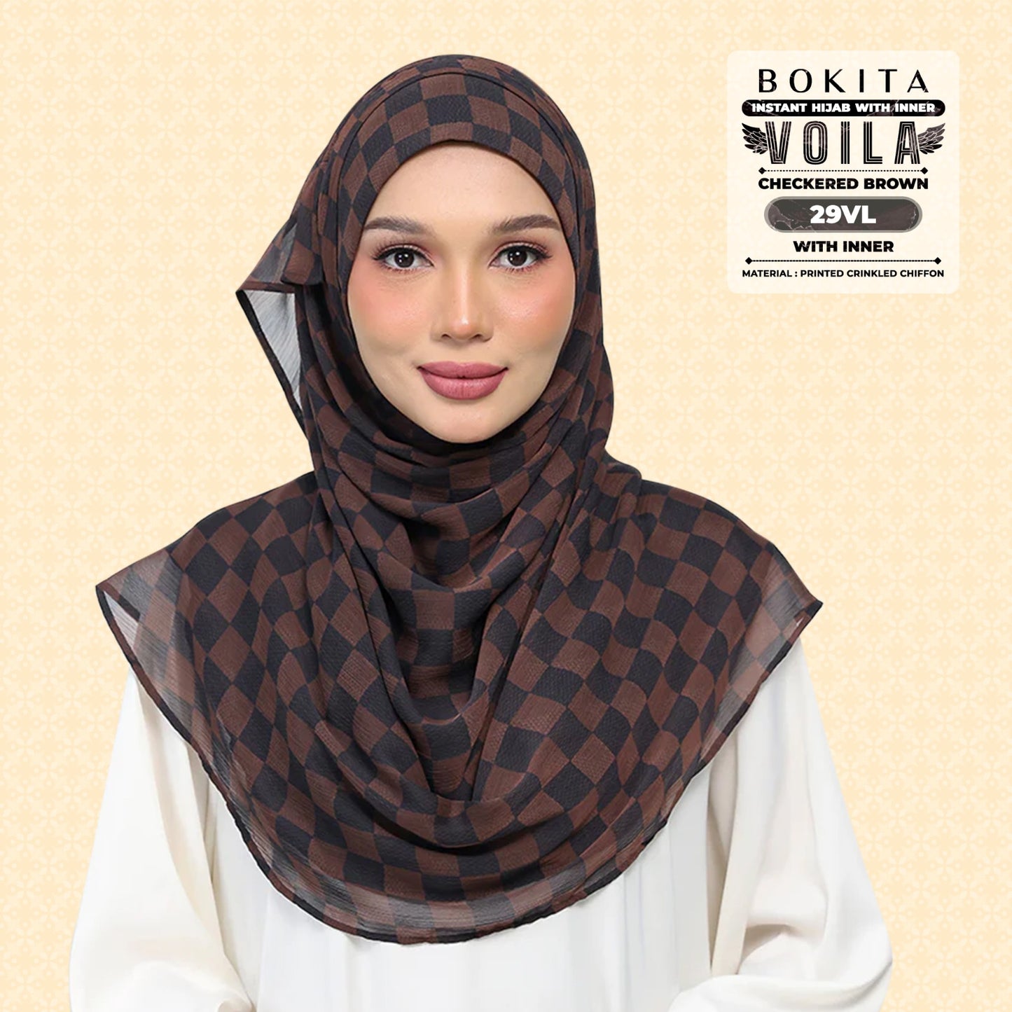 Bokitta Inspired Checkered Brown Collecion (29BB) - Free Box