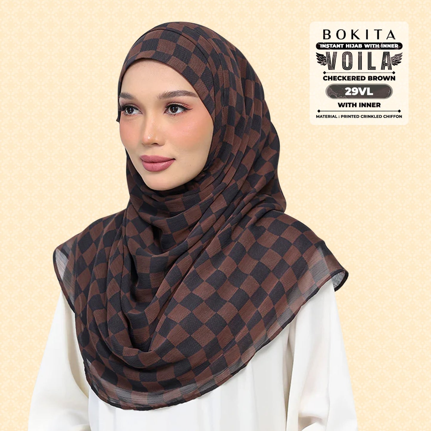 Bokitta Inspired Checkered Brown Collecion (29BB) - Free Box
