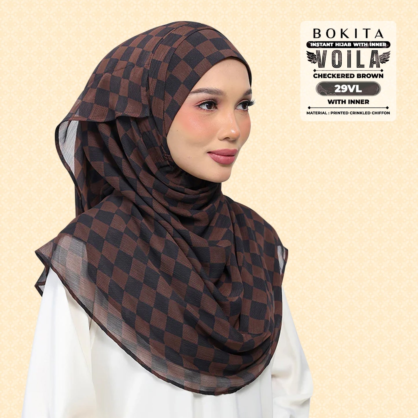 Bokitta Inspired Checkered Brown Collecion (29BB) - Free Box