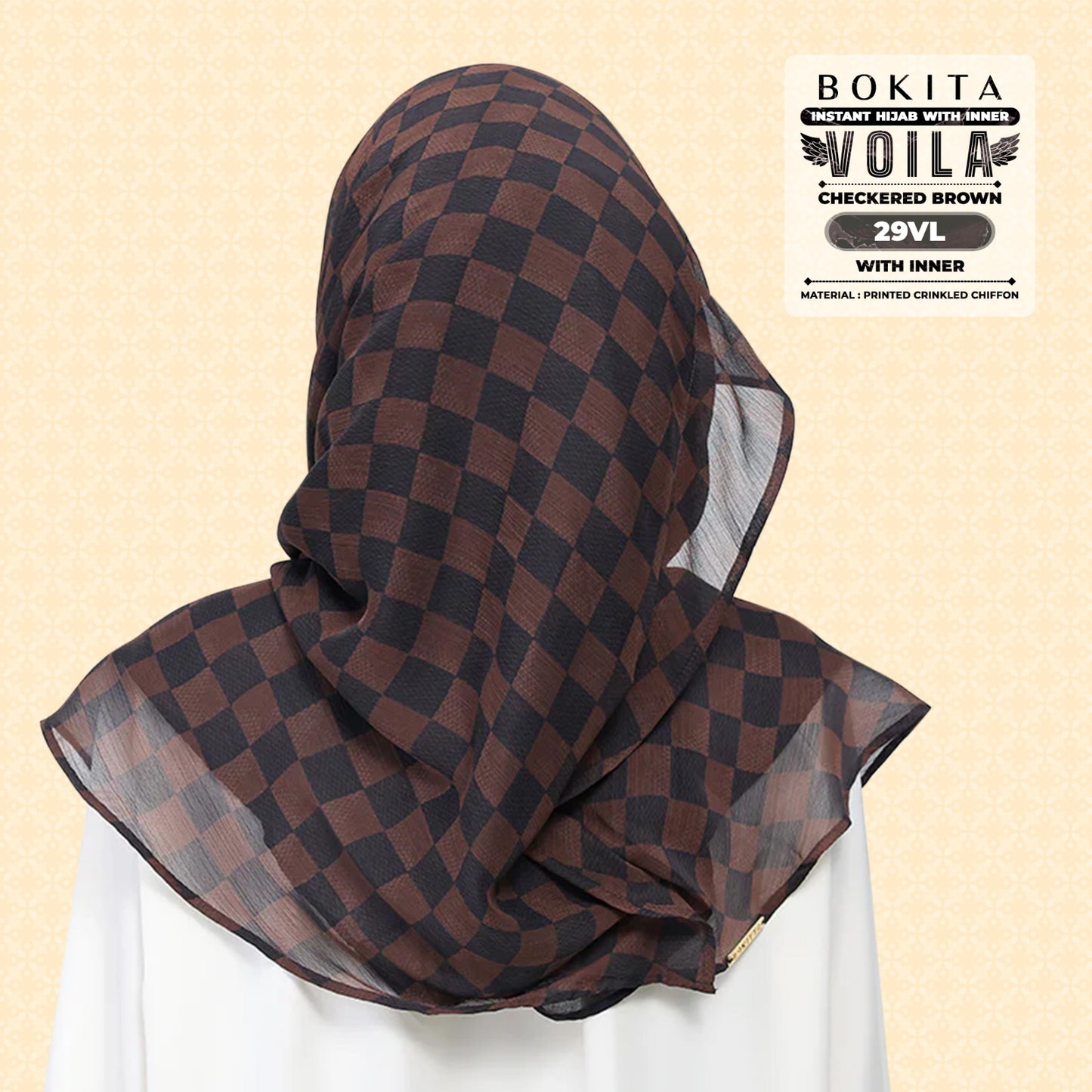 Bokitta Inspired Checkered Brown Collecion (29BB) - Free Box