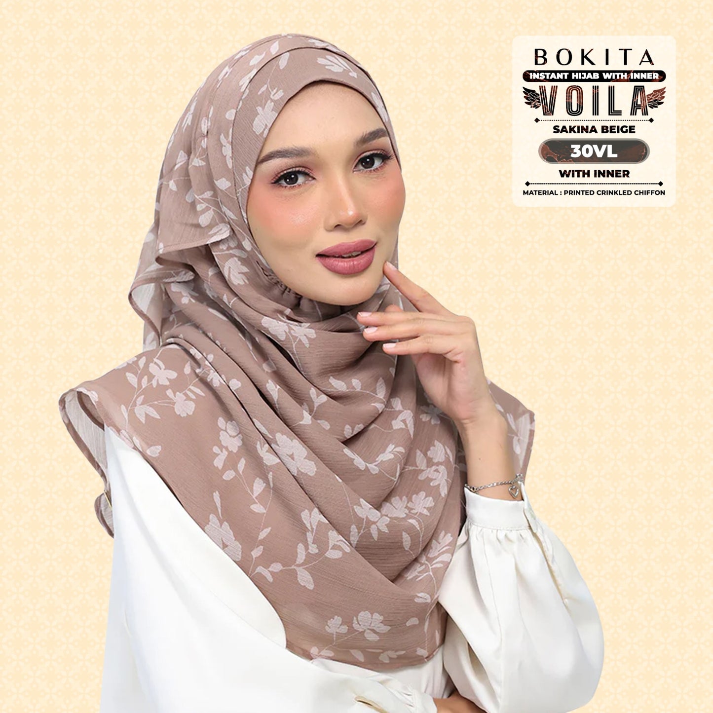 Bokitta Inspired Sakina Beige Collecion (30BB) - Free Box