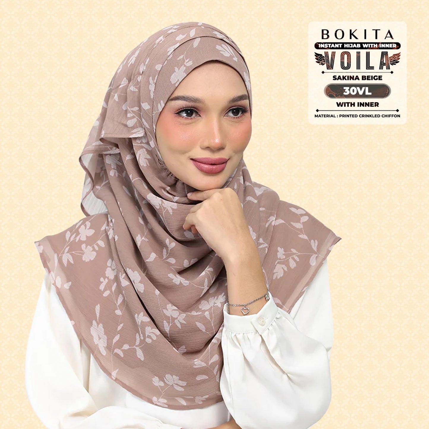 Bokitta Inspired Sakina Beige Collecion (30BB) - Free Box