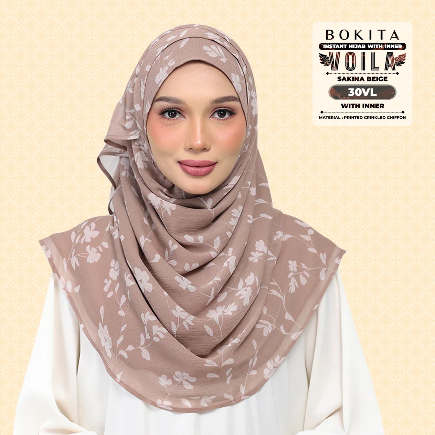 Bokitta Inspired Sakina Beige Collecion (30BB) - Free Box