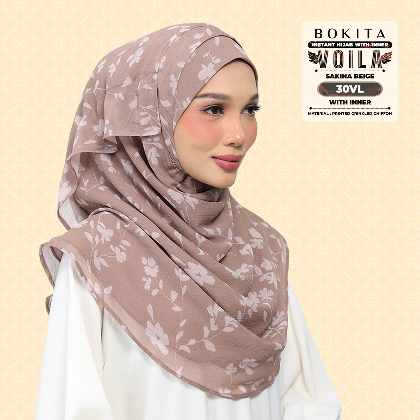 Bokitta Inspired Sakina Beige Collecion (30BB) - Free Box