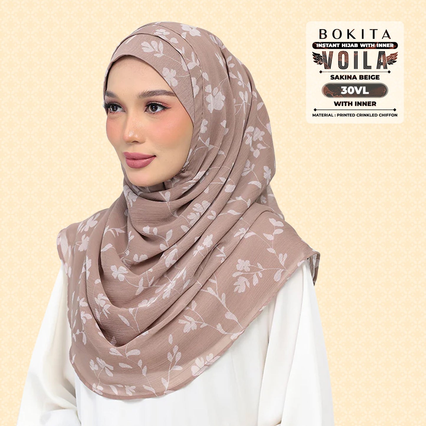 Bokitta Inspired Sakina Beige Collecion (30BB) - Free Box