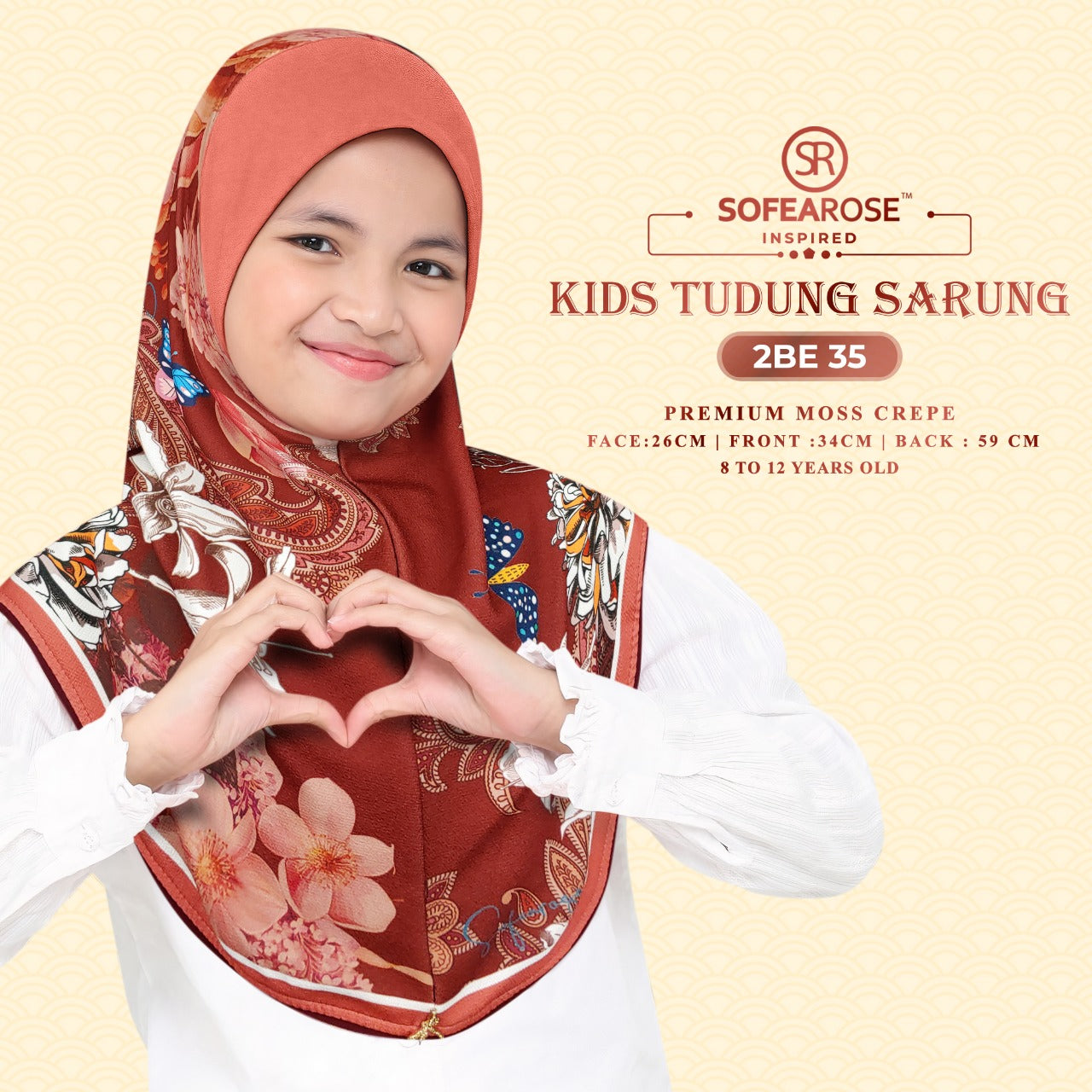 Sofearose Hijab Inspired Instant Kid Sarung Crepe Collection (BE)