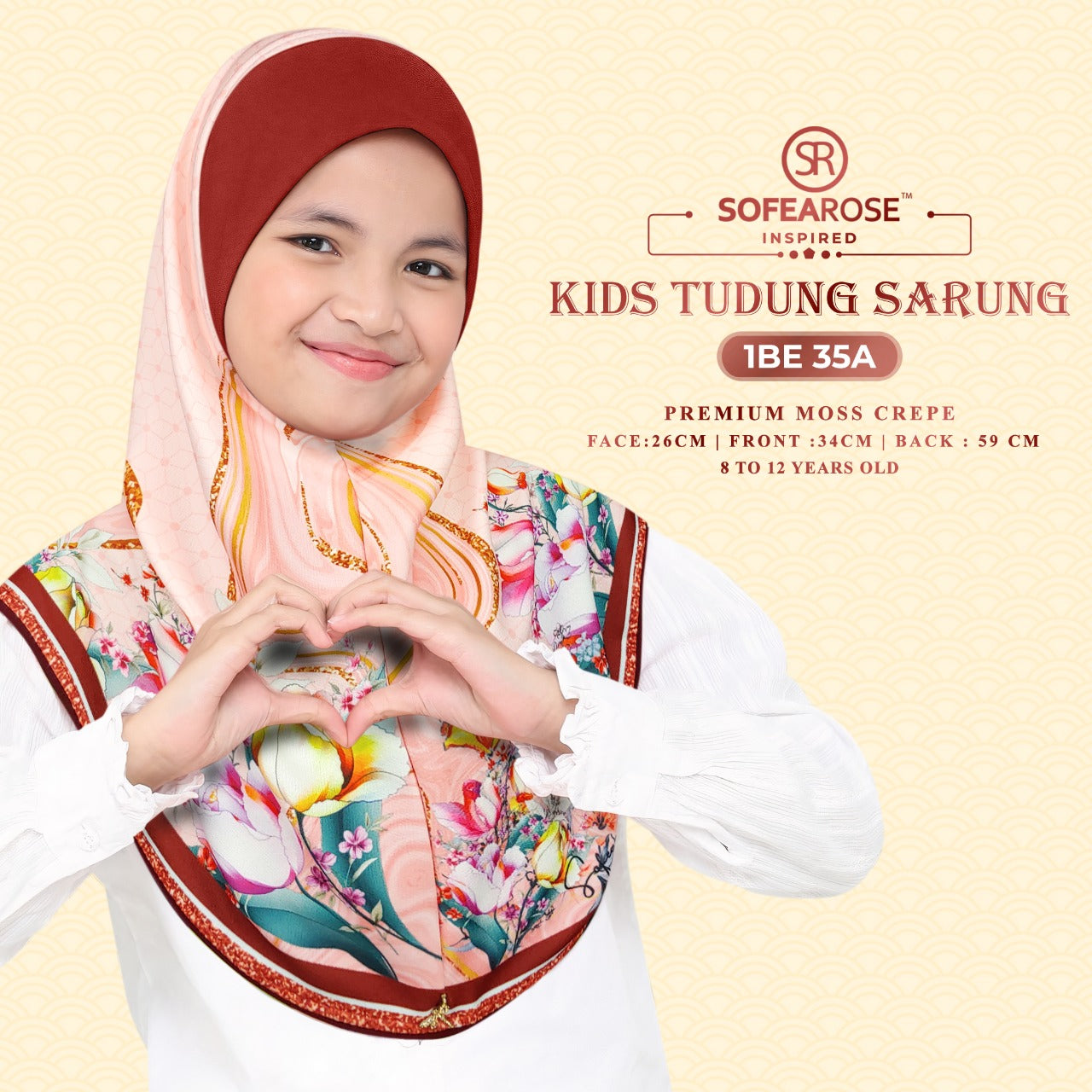 Sofearose Hijab Inspired Instant Kid Sarung Crepe Collection (BE)