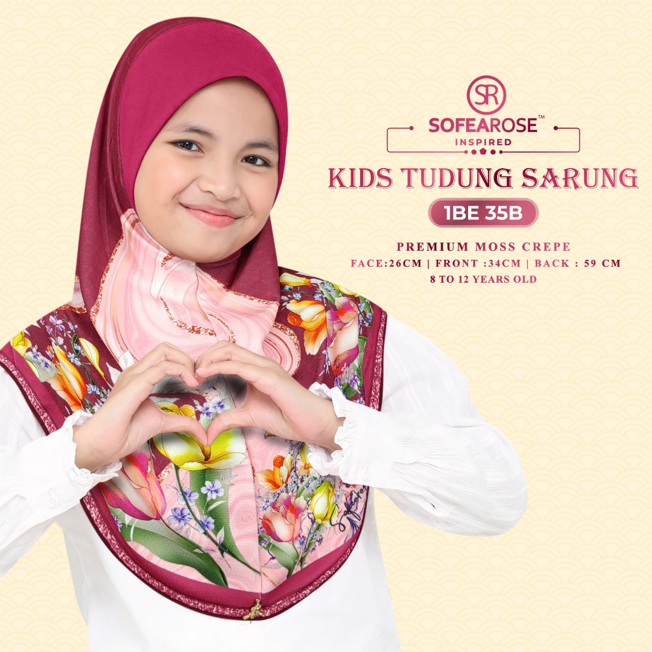 Sofearose Hijab Inspired Instant Kid Sarung Crepe Collection (BE)