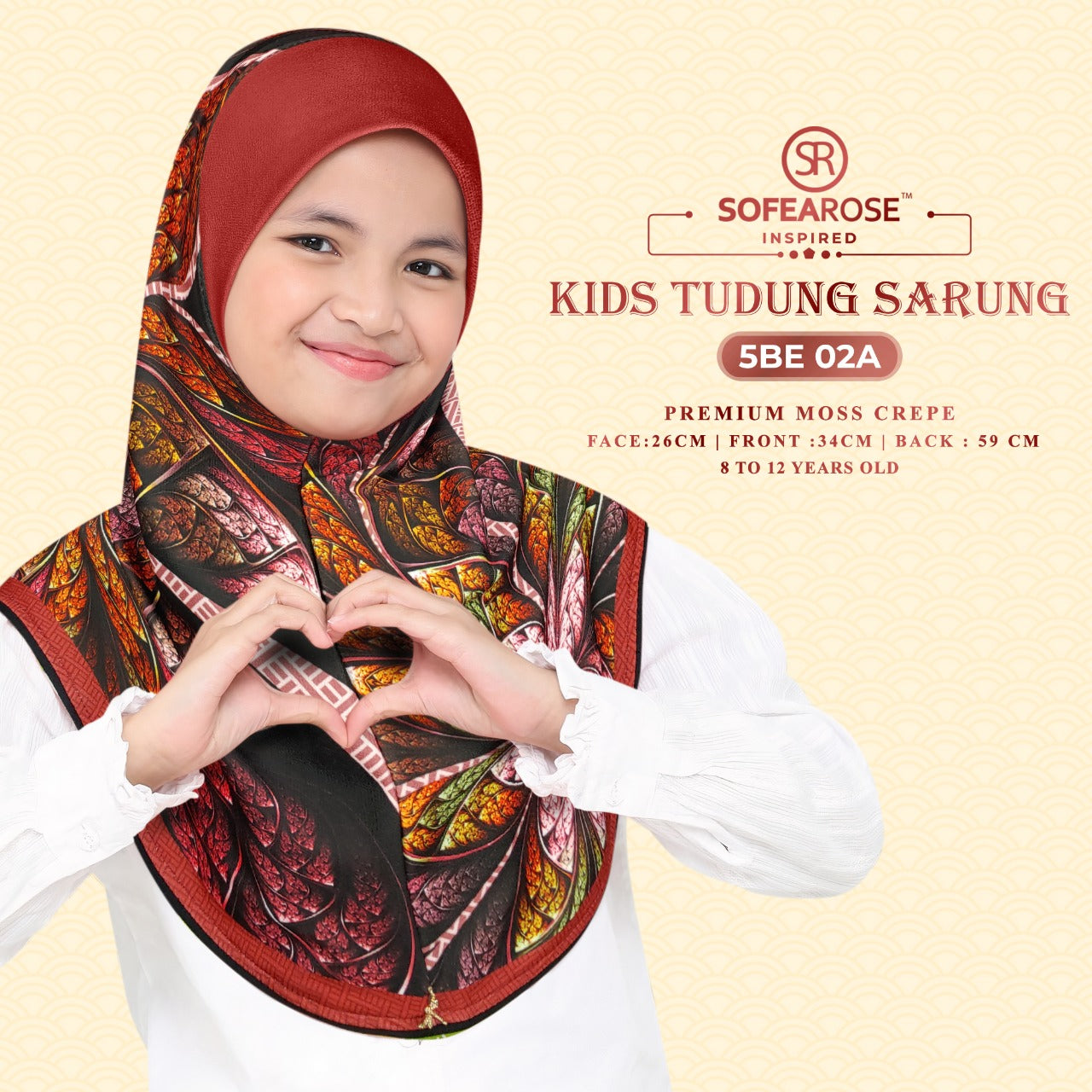 Sofearose Hijab Inspired Instant Kid Sarung Crepe Collection (BE)