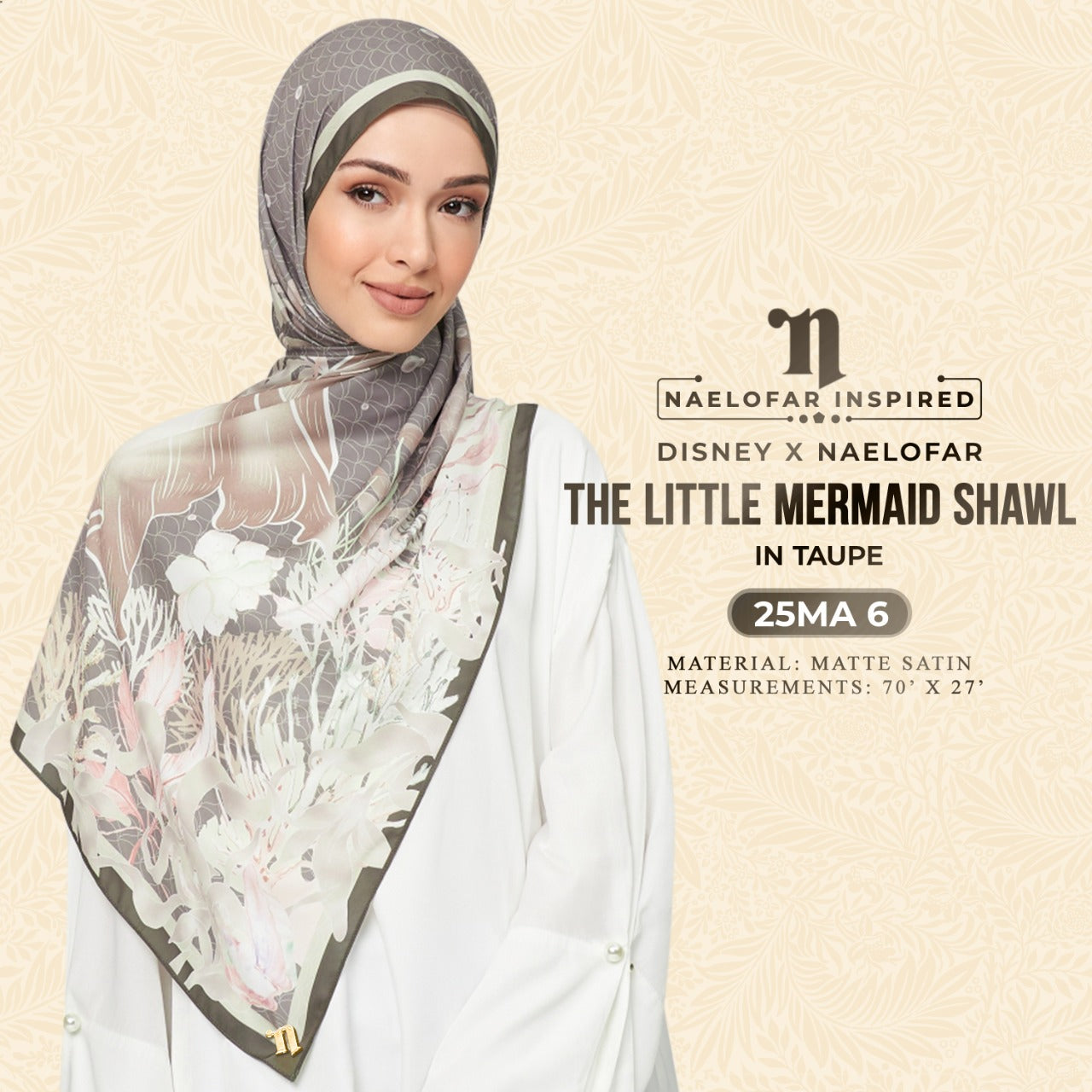 Disney x Naelofar Inspired The Little Mermaid Shawl (25MA)