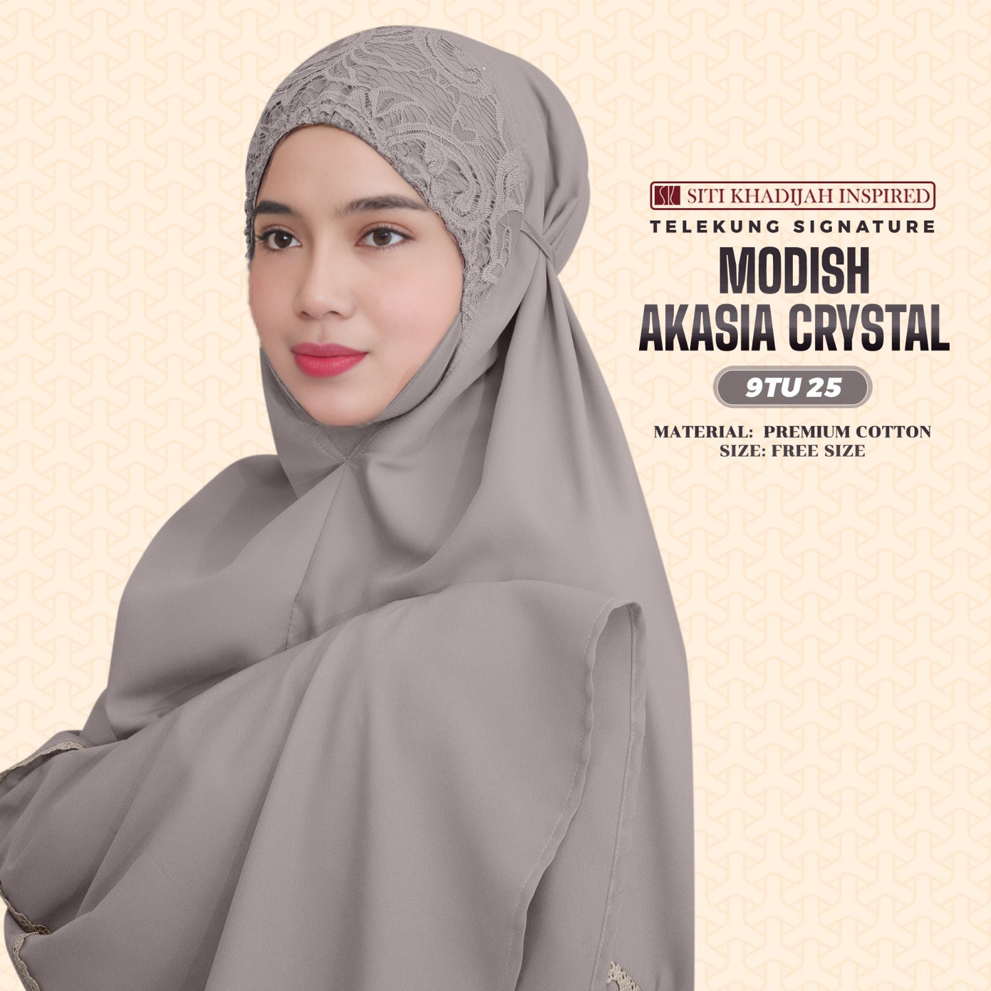 Telekung Siti Khadijah Inspired Modish Akasia Crystal Collection - Free Wovenbag (9TU)