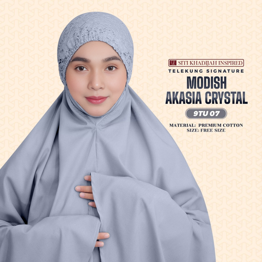 Telekung Siti Khadijah Inspired Modish Akasia Crystal Collection - Free Wovenbag (9TU)