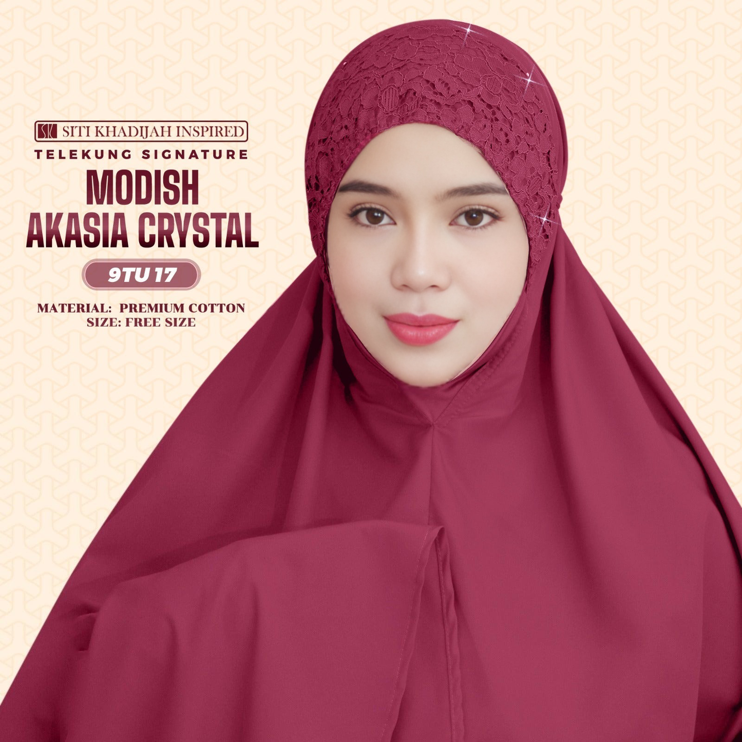 Telekung Siti Khadijah Inspired Modish Akasia Crystal Collection - Free Wovenbag (9TU)