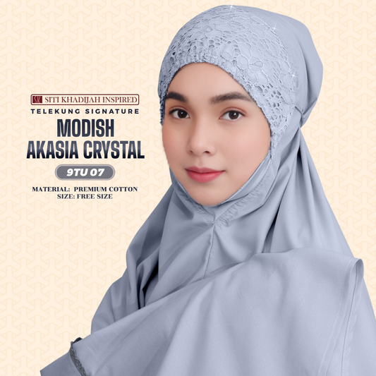 Telekung Siti Khadijah Inspired Modish Akasia Crystal Collection - Free Wovenbag (9TU)