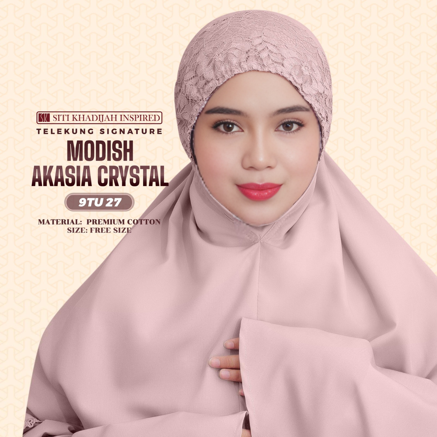 Telekung Siti Khadijah Inspired Modish Akasia Crystal Collection - Free Wovenbag (9TU)