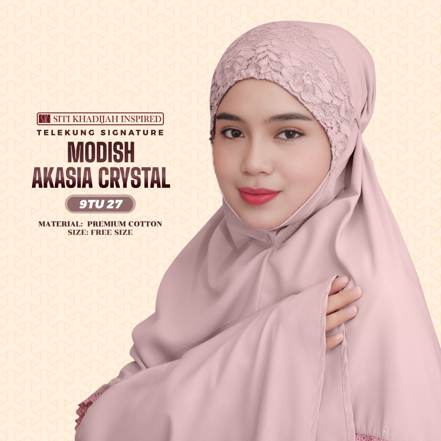 Telekung Siti Khadijah Inspired Modish Akasia Crystal Collection - Free Wovenbag (9TU)