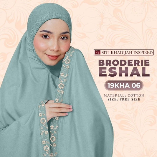 Telekung SK Broderie Eshal Collection - FREE Woven bag