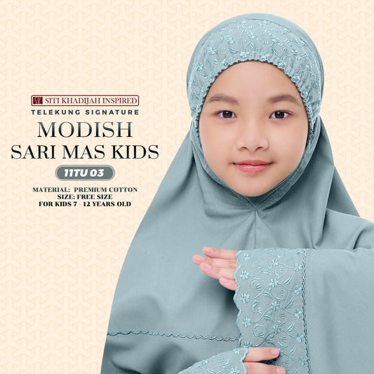 Telekung Siti Khadijah Inspired Signature Sari Mas Kids - Free Wovenbag
