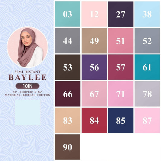 Naelofar Hijab Inispired Baylee Semi Instant Plain Collection (10IN)