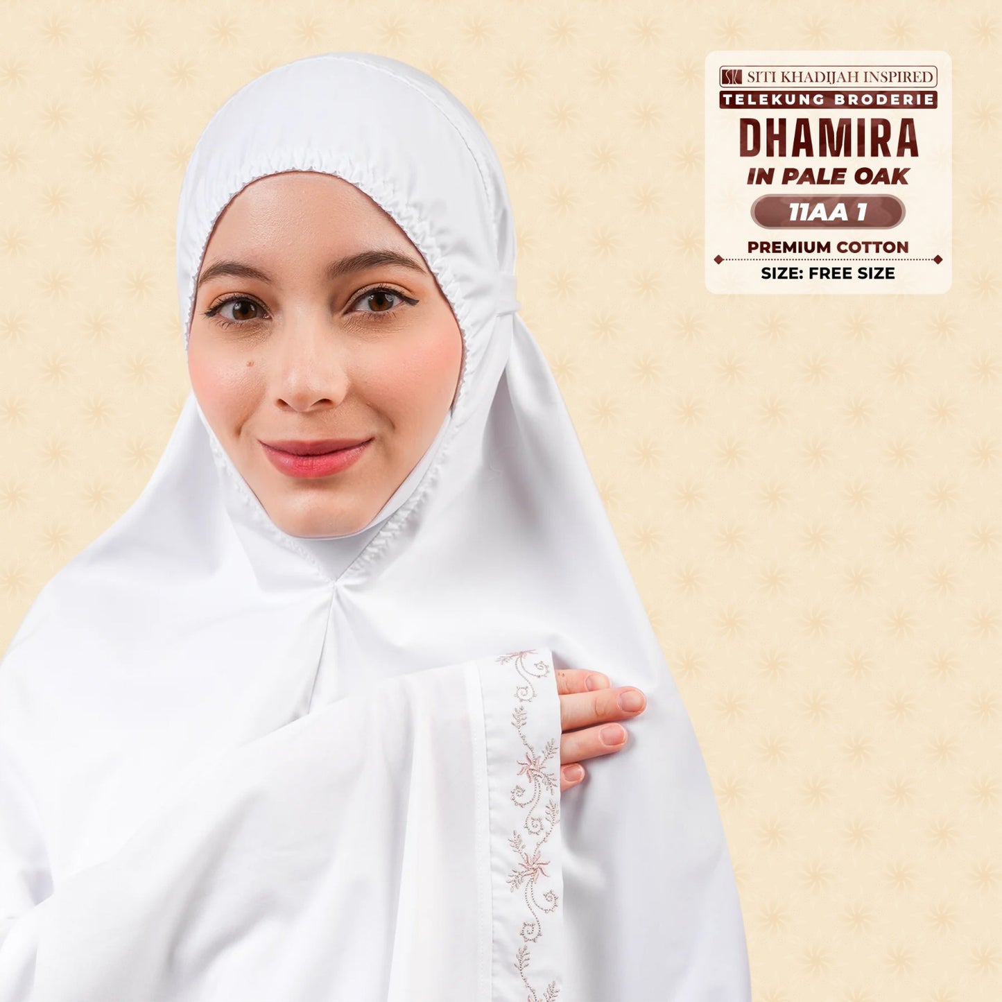 Siti Khadijah Inspired Telekung Broderie Dhamira Collection - Free Woven Bag (11AA)