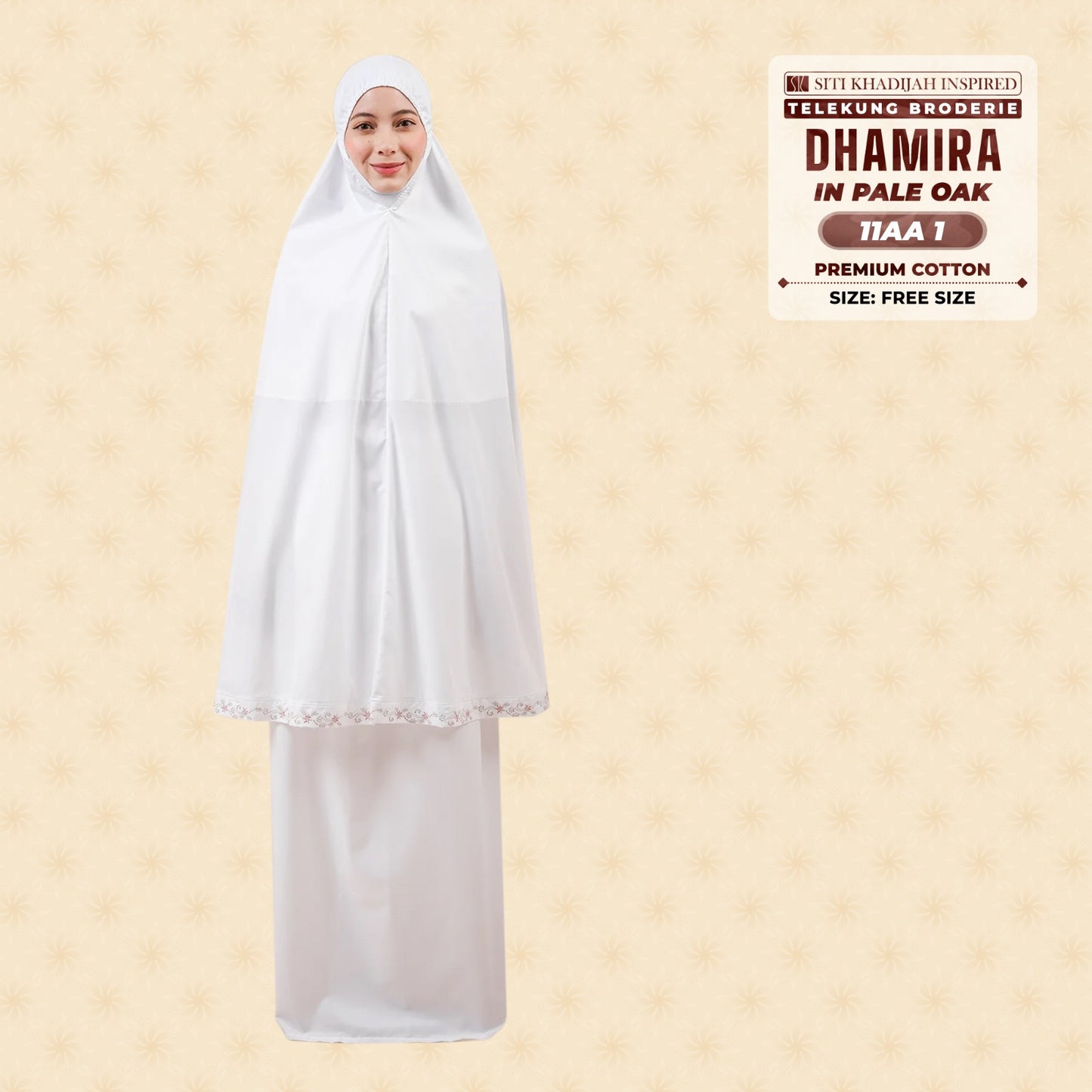 Siti Khadijah Inspired Telekung Broderie Dhamira Collection - Free Woven Bag (11AA)