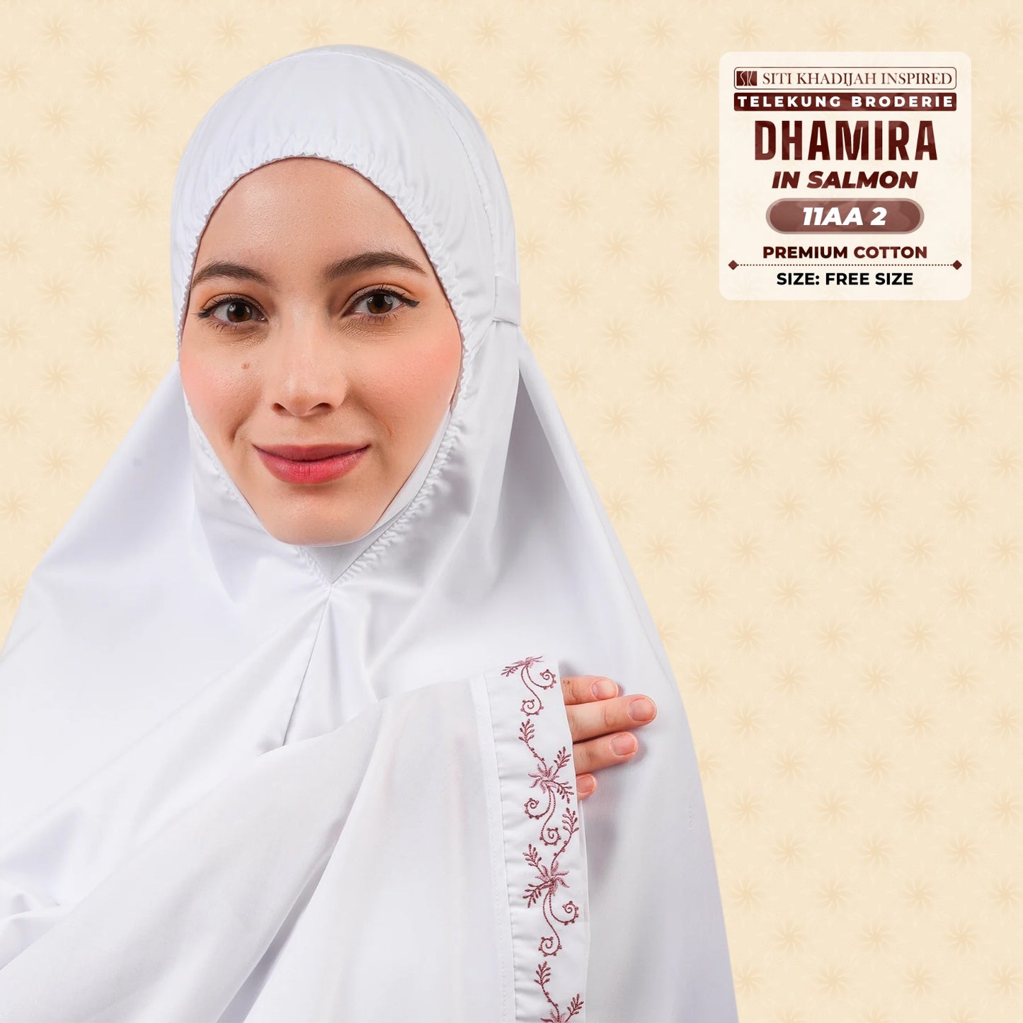 Siti Khadijah Inspired Telekung Broderie Dhamira Collection - Free Woven Bag (11AA)
