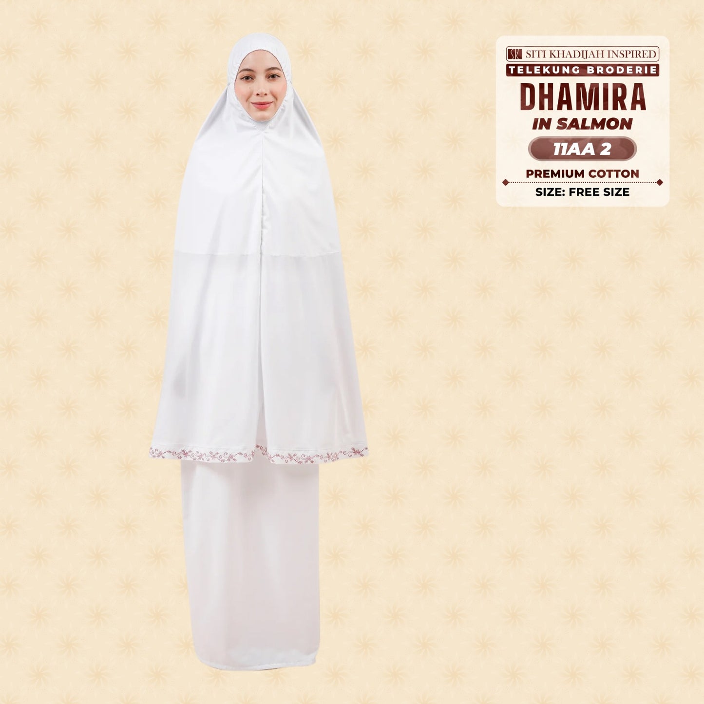 Siti Khadijah Inspired Telekung Broderie Dhamira Collection - Free Woven Bag (11AA)